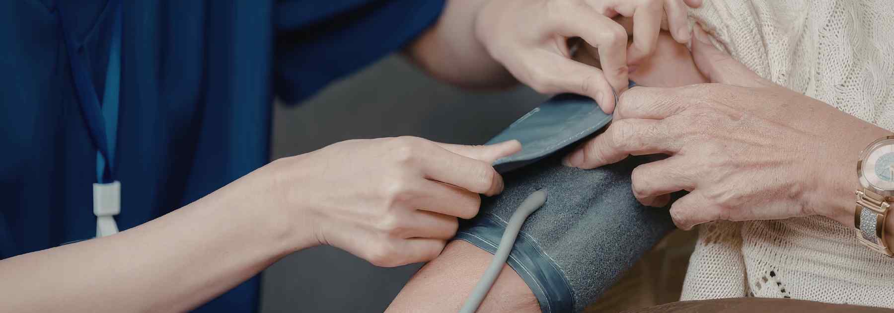 Blood pressure testing close up image