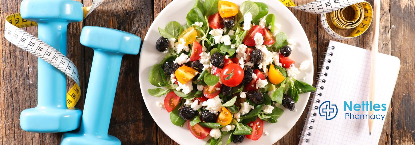 Healthy salad and weight loss tools
